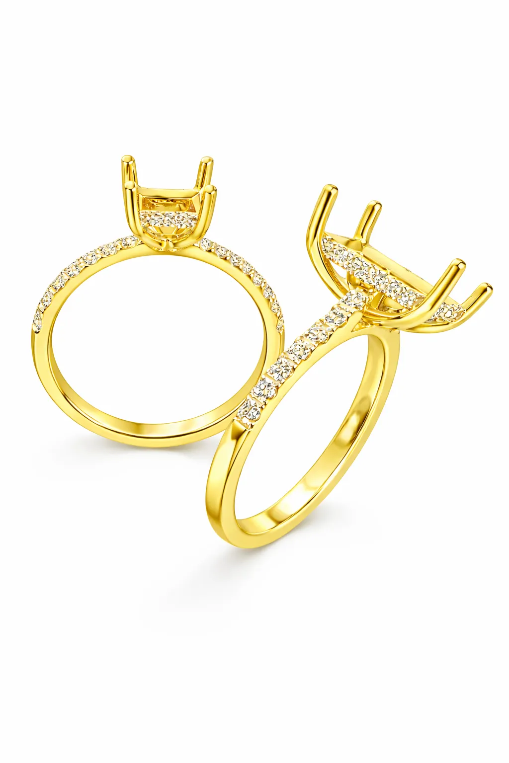 Yellow gold pavé ring setting